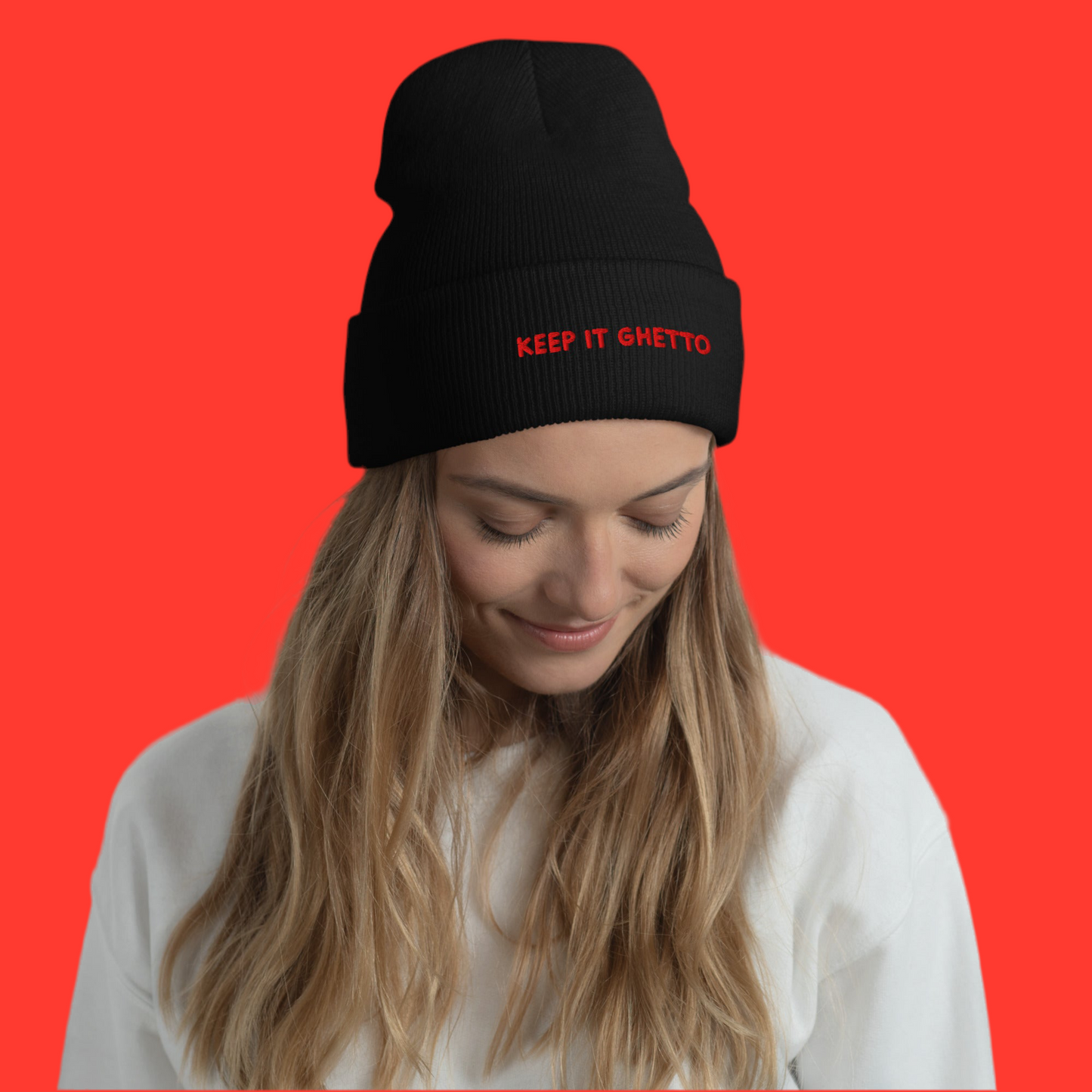 Keep It Ghetto Beanie – Black/Red